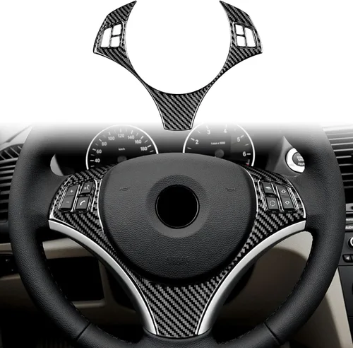 Vista 8 de Cubierta de fibra de carbono, para BMW, marco de botón de volante de automóvil para BMW Serie 1 E81 E82 E87 E88 2008 2009 2010 2011 2012 2013 negro
