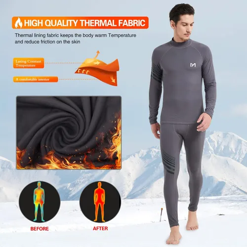 Vista 2 de MEETYOO Camisa térmica de manga larga con cuello alto para hombre, ropa interior de compresión ligera, transpirable, capa base
