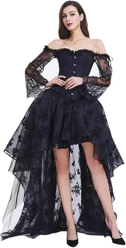 Vista 3 de Kimring - Corsé para mujer estilo victoriano con falda alta y baja