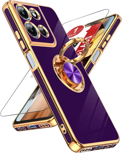 Vista 114 de LeYi Funda para iPhone XR: con Protector de Pantalla de Vidrio Templado [Paquete de 2] Soporte de Anillo Giratorio de 360°, Soporte Magnético