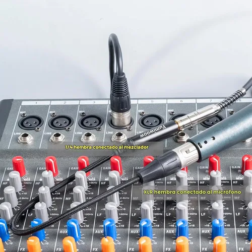 Vista 5 de Cable XLR hembra a hembra de 1/4 de pulgada, cable de audio hembra de 3 pines a enchufe de 0.250 in, conector XLR Jack a TS/TRS adaptador de cuarto