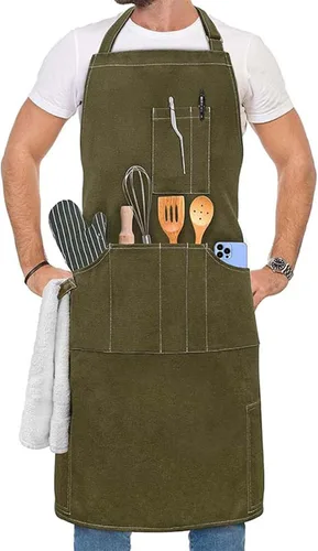 Vista 7 de Delantales artísticos para pintar cerámica, delantales de cocina para hombre y mujer, delantales de cocina para cocina, restaurante, barbacoa