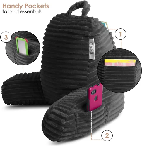 Vista 6 de Nestl Almohada de lectura para niños y adolescentes con espuma viscoelástica triturada, almohadas de respaldo de felpa de corte lujoso para leer