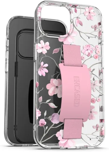 Vista 8 de ENCASED Funda con lazo para los dedos, diseñada para iPhone 15 Plus (2023), funda transparente con correa de mano con soporte de silicona suave al