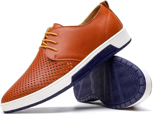 Vista 2 de Konhill - Zapatos de vestir e informales para hombre estilo Oxford transpirables con cordones