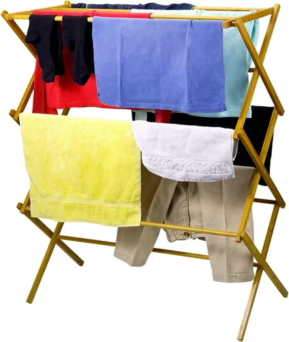 Vista 5 de Home-It rejilla de bambú para secar la ropa de 14 1/2 x 29 1/2 x 41 3/4 pulgadas