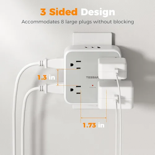 Vista 5 de TESSAN PD - Extensor de salida con protector de sobretensiones de 20 W