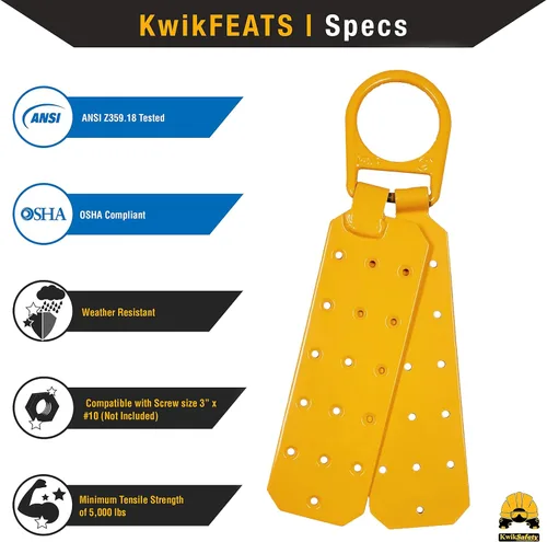 Vista 4 de KwikSafety - Charlotte, NC - GATOR [COMBO] Anclaje de techo reutilizable temporal + conjunto de cuerda de línea de vida vertical de 50 pies, probado