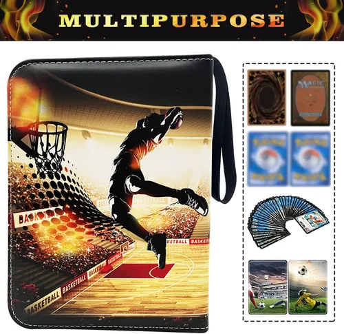 Vista 3 de Carpeta de tarjetas de baloncesto para 900 tarjetas, 9 bolsillos, colecciones de tarjetas, 50 páginas, soporte de tarjetas de doble cara