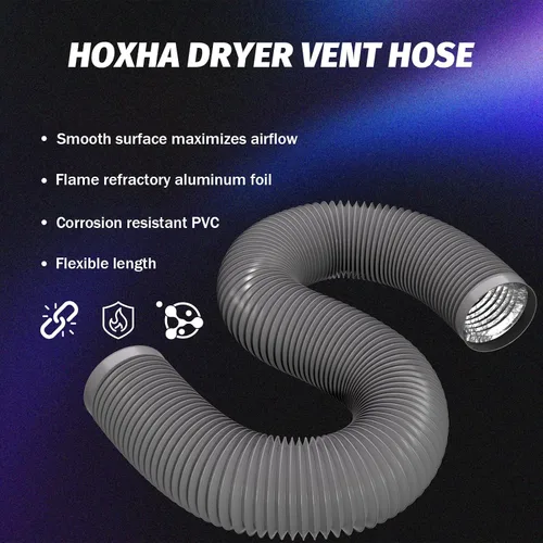 Vista 4 de HOXHA Manguera de ventilación de secadora de 4", conducto de ventilación de secadora, conducto de aire aislado flexible Manguera de escape para kit