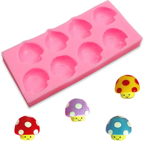 Vista 7 de Molde de silicona en forma de hongo en forma de hongo, molde para llavero de verduras para dulces, chocolate, decoración de pasteles, dulces