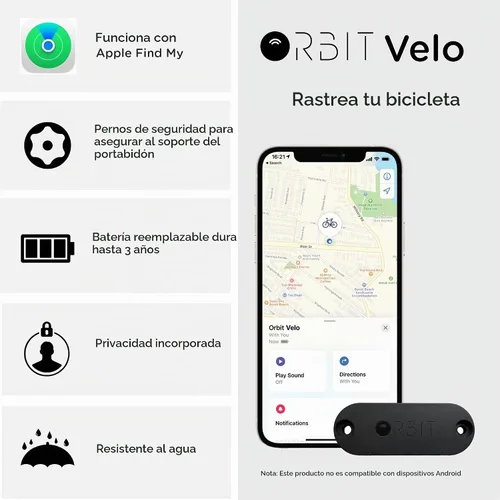 Vista 4 de Orbit Velo - Rastreador de bicicleta avanzado con Apple Find My, ubicación