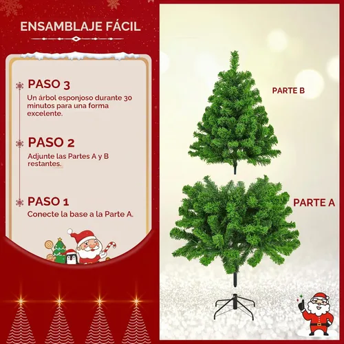 Vista 7 de Yaheetech Árbol de Navidad artificial preiluminado de 4.5 pies con luces blancas cálidas incandescentes, árbol de Navidad preiluminado completo