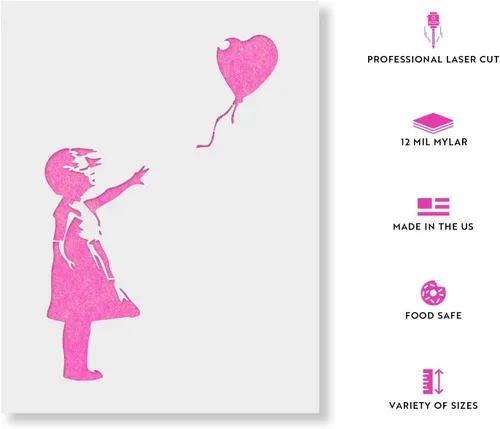 Vista 2 de Banksy Balloon Girl - Lienzo artístico, plantilla de graffiti