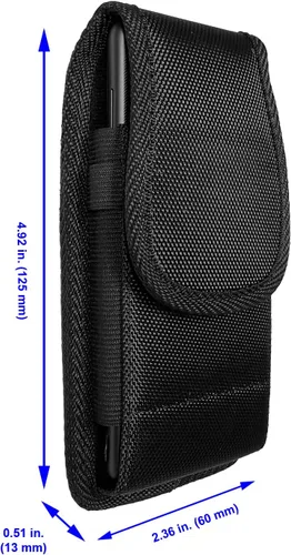 Vista 2 de Funda de nailon para iPhone SE (4.7 "), iPhone 5, 5S - Funda vertical de lona para cintura con clip para cinturón/pinzas, color negro