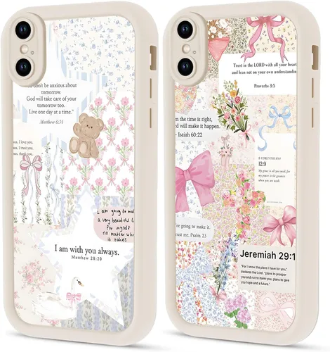 Vista 36 de Paquete de 2 fundas protectoras para iPhone 8 Plus/7 Plus de 5.5 pulgadas con collage de versículos bíblicos de Jesús para mujeres y niñas, diseño