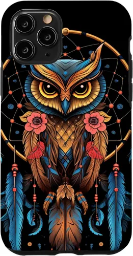 Vista 29 de Funda para iPhone 17 con diseño de plumas indias nativas americanas y búho