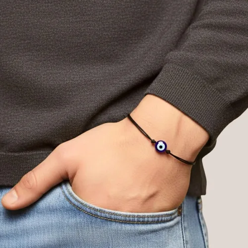Vista 19 de Pulsera Lucky Evil Eye, gargantilla y tobillera – Talismán de protección de cuerda roja y negra Joyería minimalista Mal de Ojo para la buena suerte