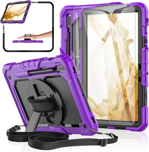 Vista 17 de Funda para Samsung Galaxy Tab S8/S7 de 11 pulgadas 5G Funda para Tableta 2022/2020, [con Protector de Pantalla de Vidrio Templado], Soporte