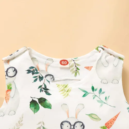 Vista 3 de Sinhoon Ropa de Pascua para bebés y niños con estampado de conejito de conejo, sin mangas, traje de Pascua