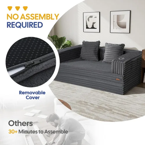 Vista 8 de COMAX Sofá cama futón, sofá cama convertible 4 en 1, sofás deshuesados para sala de estar, sofá biplaza plegable pequeño plegable que ahorra Gris