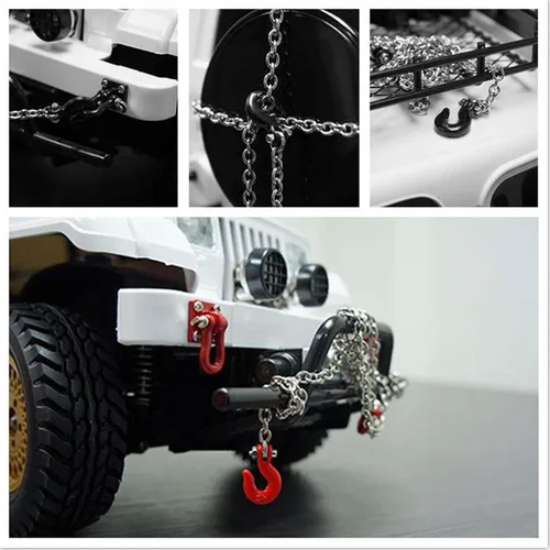Vista 7 de Cadena de remolque a control remoto, ganchos de remolque accesorios decorativos para 1:10 RC Rock Crawler Car TRX4 SCX10 D90 Tamiya CC01 Redcat (C)
