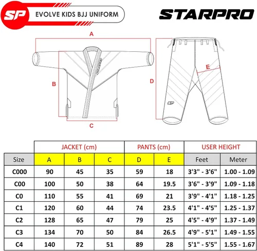 Vista 2 de Starpro Evolve Kids Preshrunk Jiu Jitsu Gi, BJJ Gi Men Many Sizes & Colors Junior BJJ Gi, Brazilian Jiu Jitsu Gi