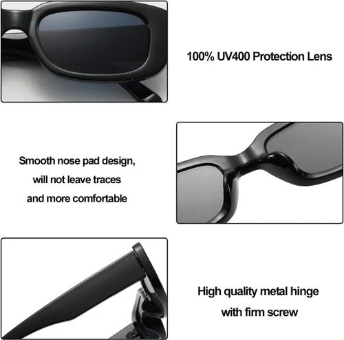 Vista 4 de BOJOD Gafas de sol rectangulares para mujer, gafas de sol retro a la moda, protección UV 400, gafas de marco cuadrado