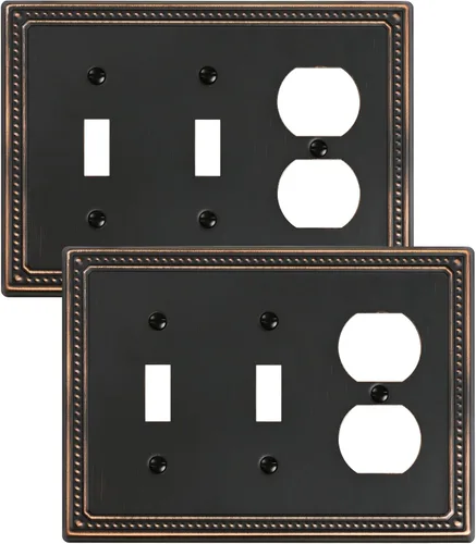 Vista 129 de Paquete de 2 cubiertas de placa de interruptor de luz de doble palanca, cubiertas decorativas de placa de doble interruptor Pearls, placa de pared