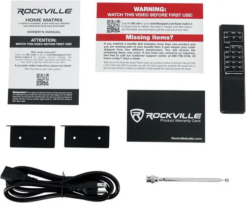 Vista 6 de Rockville Home Matrix 4 Receptor/amplificador multisala de 600 W, 8 canales (4 zonas), Bluetooth, USB, óptico, coaxial, RCA, entradas de micrófono