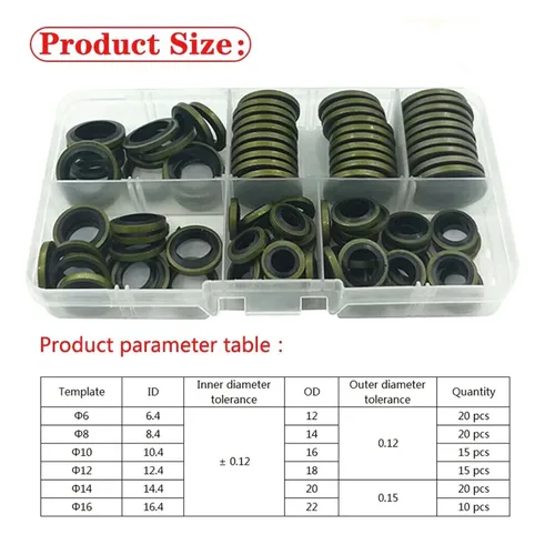 Vista 3 de Bonded Seal Combined Oil Drain Washer Kit 100PCS M6-M16
