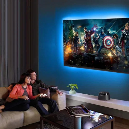 Vista 2 de Tira de luces LED de 6.56 pies para TV de 40 a 60 pulgadas, kit de retroiluminación USB con control remoto, 16 colores 5050 Bias HDTV, para 40-60