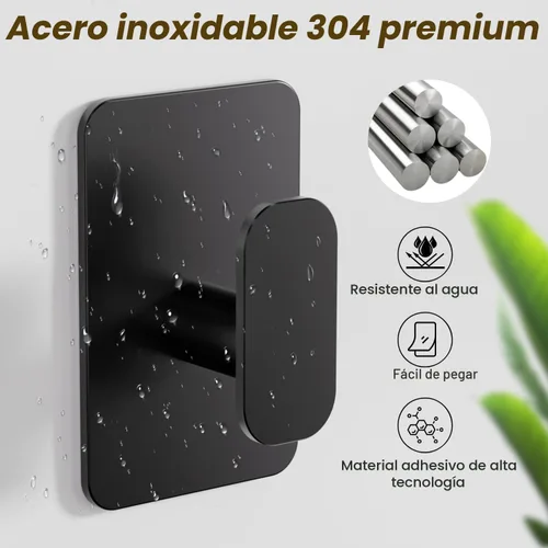 Vista 6 de Ganchos Autoadhesivos de Servicio Pesado – 26 libras máximo, ganchos de pared adhesivos de acero inoxidable para colgar toallas, abrigos, batas