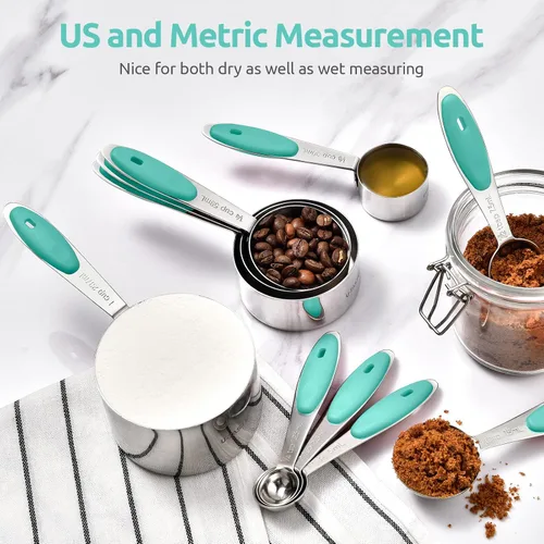 Vista 9 de U-Taste - Juego de tazas y cucharas medidoras: U-Taste 18/8 de acero inoxidable, 12 piezas, apilamiento de metal, juego de medidas para cocina