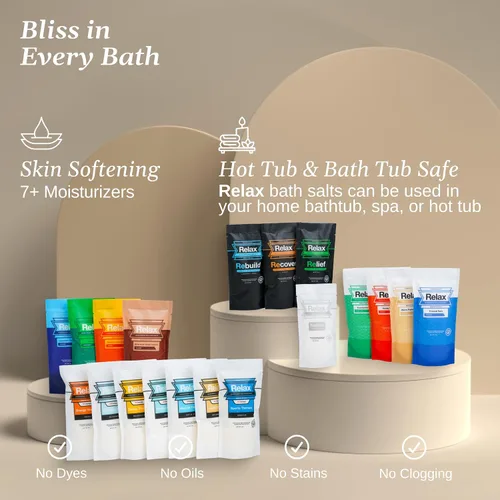 Vista 3 de Relax Spa & Bath, Epsom & Sales del Mar Muerto, sales de baño de aromaterapia para bañera de hidromasaje, baño o spa, infundidas con magnesio