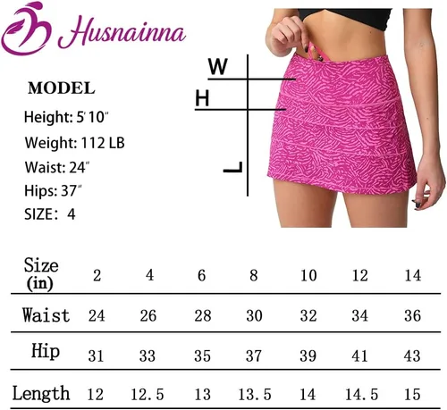 Vista 5 de Husnainna Falda pantalón plisada de cintura alta con bolsillos para tenis y golf para mujer, pantalones cortos incorporados para el entrenamiento