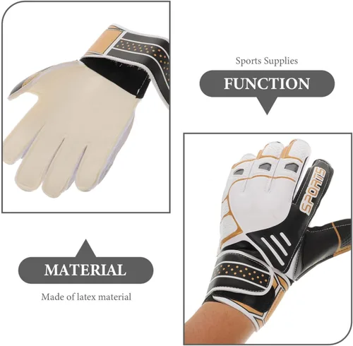 Vista 3 de Guantes de portero de fútbol con protección de látex para dedos de palma y malla transpirable para entrenamiento y partidos guantes de fútbol negros