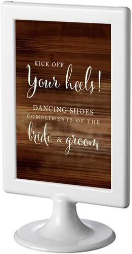 Vista 10 de Andaz Press Letreros enmarcados para fiesta de boda, impresión de madera rústica, 4 x 6 pulgadas, cartel de cesta de baño, 1 paquete, incluye marco