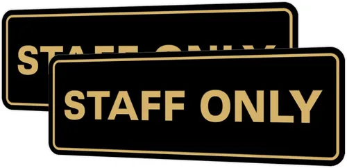 Vista 105 de All Quality Letrero estándar para pared o puerta Fácil instalación Señales de trabajo de oficina Seguridad mejorada – Negro – Pequeño
