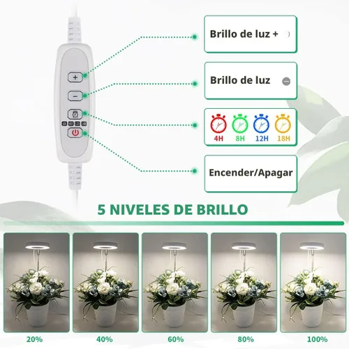Vista 5 de GYTF Luz de cultivo de plantas Halo, lámpara LED blanca de 6000 K de espectro completo para plantas de interior, suculentas, mini bonsái, plantas