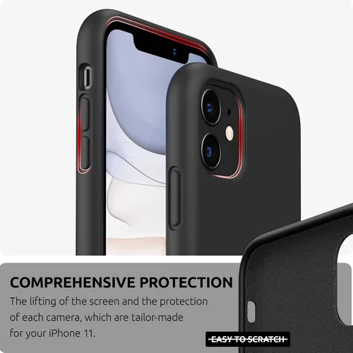 Vista 3 de Surphy - Carcasa de silicona líquida, diseño grueso completo con forro de microfibra, 6.1” para iPhone 11, 2019
