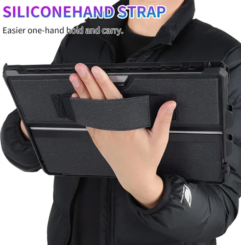 Vista 3 de Funda protectora resistente para Microsoft Surface Pro 7+/7/6/5/4/LTE de 12.3", con soporte para lápiz capacitivo y correa de mano, compatible