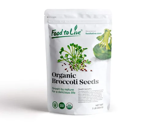 Vista 8 de Food to Live Semillas orgánicas de brócoli para germinar, 2 onzas – sin OGM, veganas, kosher, alimento sirt, a granel. Ricas en sulforafano
