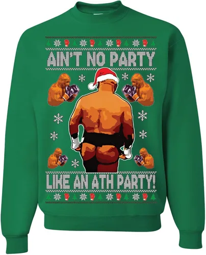 Vista 40 de wild custom apparel Merry Chrithmith Kith My Ath suéter feo de Navidad divertido con cuello redondo sudadera Negro