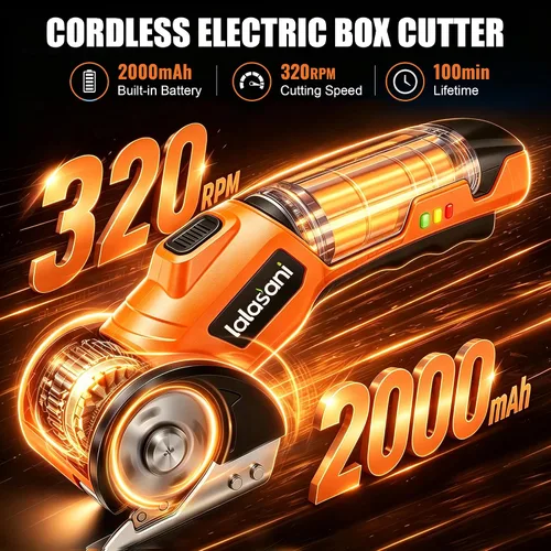 Vista 2 de Cordless Electric Scissors for Cardboard, Automatic Box Cutter (Orange, 1.0)