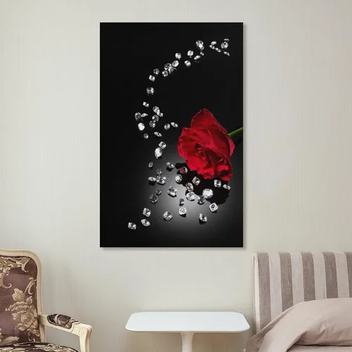 Vista 7 de Póster de rosa roja en blanco y negro, pintura en lienzo, arte de pared, sala de estar, dormitorio, decoración del hogar, mural, 12 x 18 pulgadas