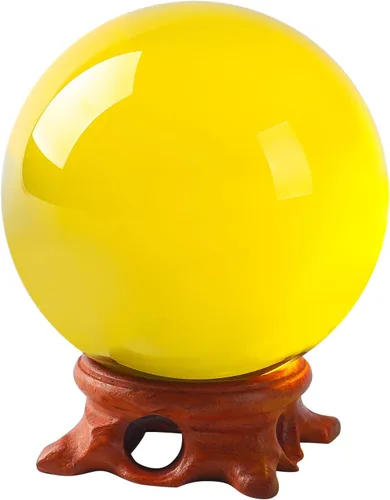 Vista 8 de Bola de Cristal Ámbar Pequeña 60mm/2.3 pulgadas con Soporte de Madera Rosa y Caja de Regalo para Fotografía de Lensball, Adivinadora, Feng Shui