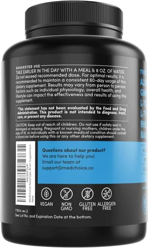 Vista 7 de MEDCHOICE Paquete de suplemento de melatonina para dormir (90 unidades) y cerebro nootrópico (120 unidades) - Dúo de bienestar para dormir, cerebro
