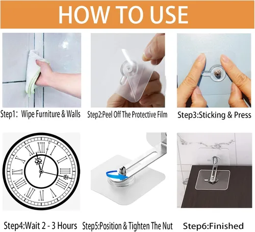 Vista 4 de Anclajes de pared para muebles, anclajes de muebles antipunta, sin taladro, anclajes adhesivos de pared para muebles a prueba de bebés, armario