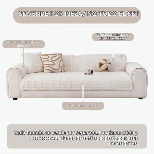 Vista 4 de Fundas de terciopelo lavables, funda de sofá cálida de felpa para sofá de un solo plaza, fundas divertidas y mullidas para sofá modular